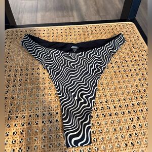 Monday Swimwear Black & White Wave-Print Bikini Bottom